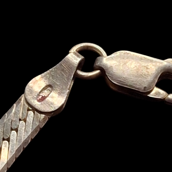 Vintage Sterling Silver 925 Italian VIOR Designer Herringbone Chain Bracelet - Picture 9 of 10